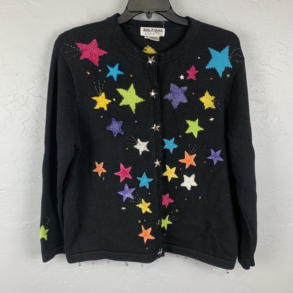 Jack B. Quick Women's Black Star Cardigan Sweater
